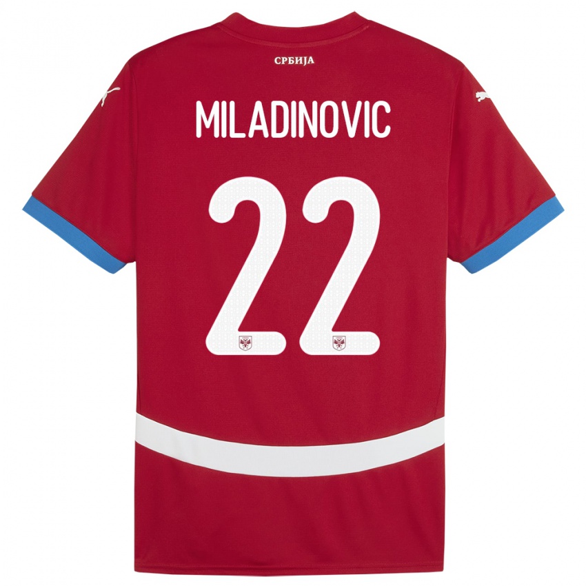 Kinder Serbien Igor Miladinovic #22 Rot Heimtrikot Trikot 24-26 T-Shirt Schweiz