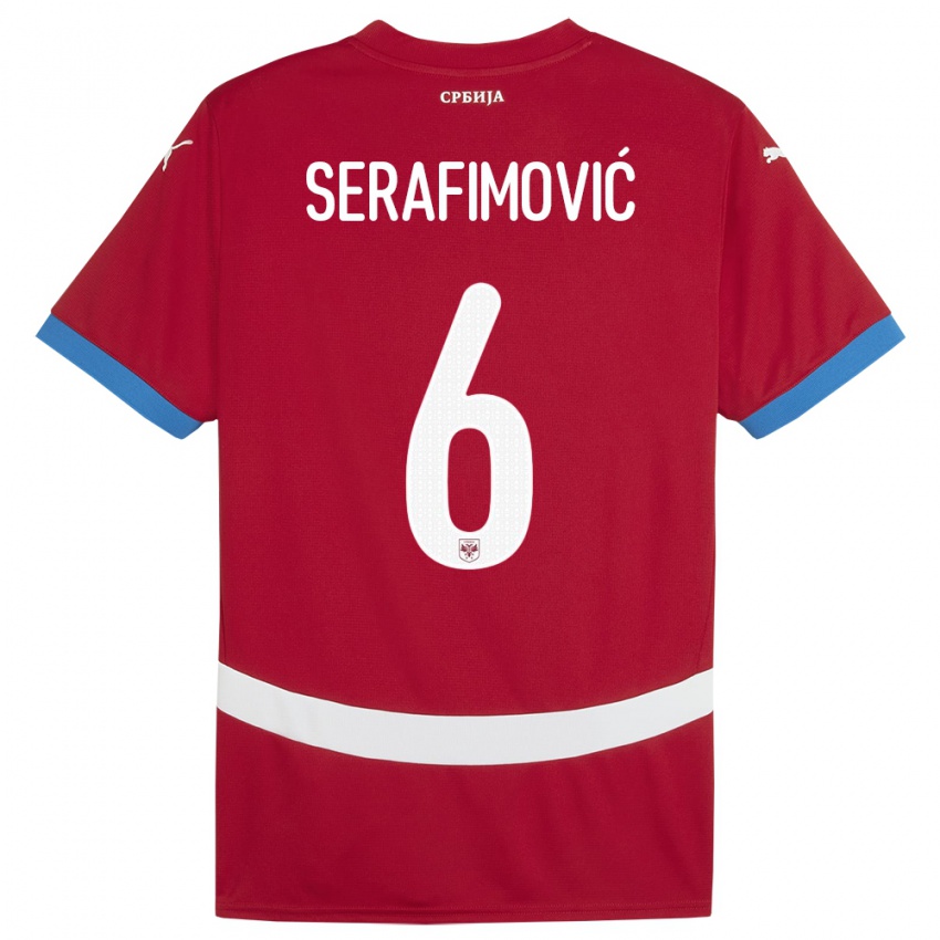 Kinder Serbien Vojin Serafimovic #6 Rot Heimtrikot Trikot 24-26 T-Shirt Schweiz
