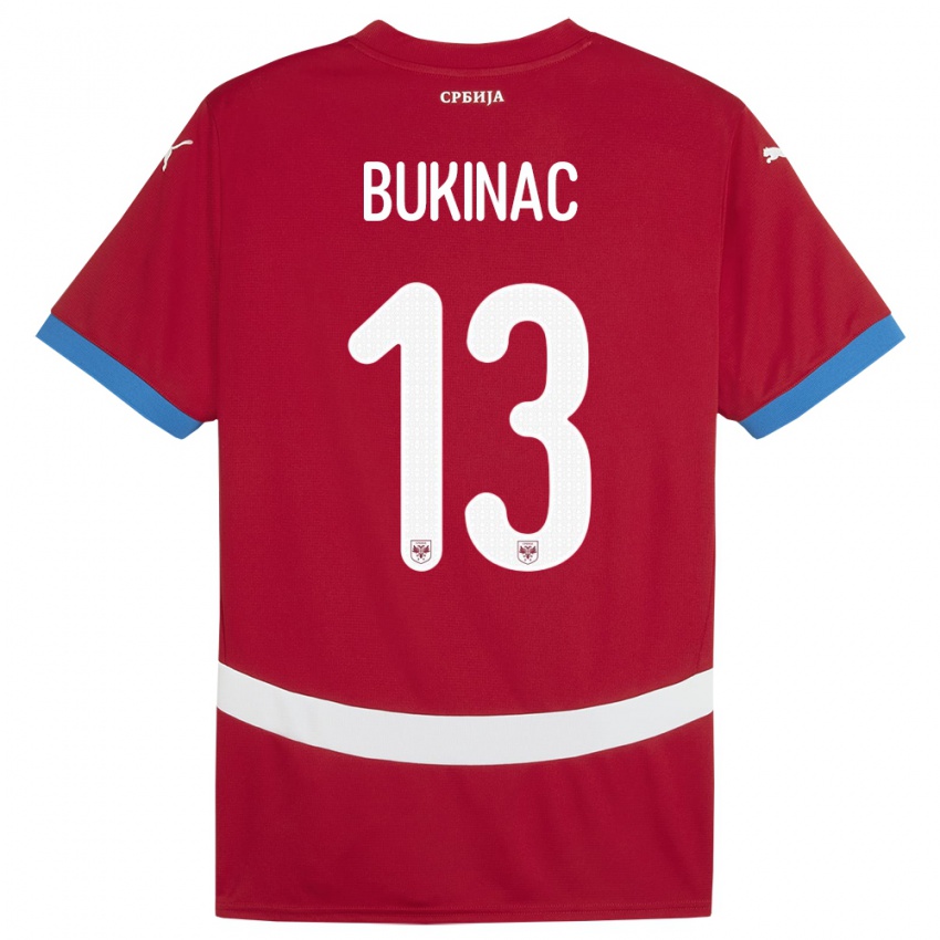 Enfant Maillot Serbie Stefan Bukinac #13 Rouge Tenues Domicile 24-26 T-Shirt Suisse