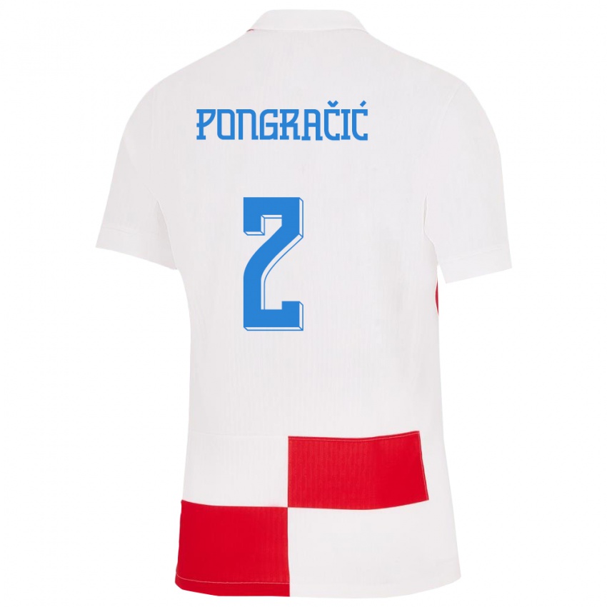Kinder Kroatien Marin Pongracic #2 Weiß Rot Heimtrikot Trikot 24-26 T-Shirt Schweiz