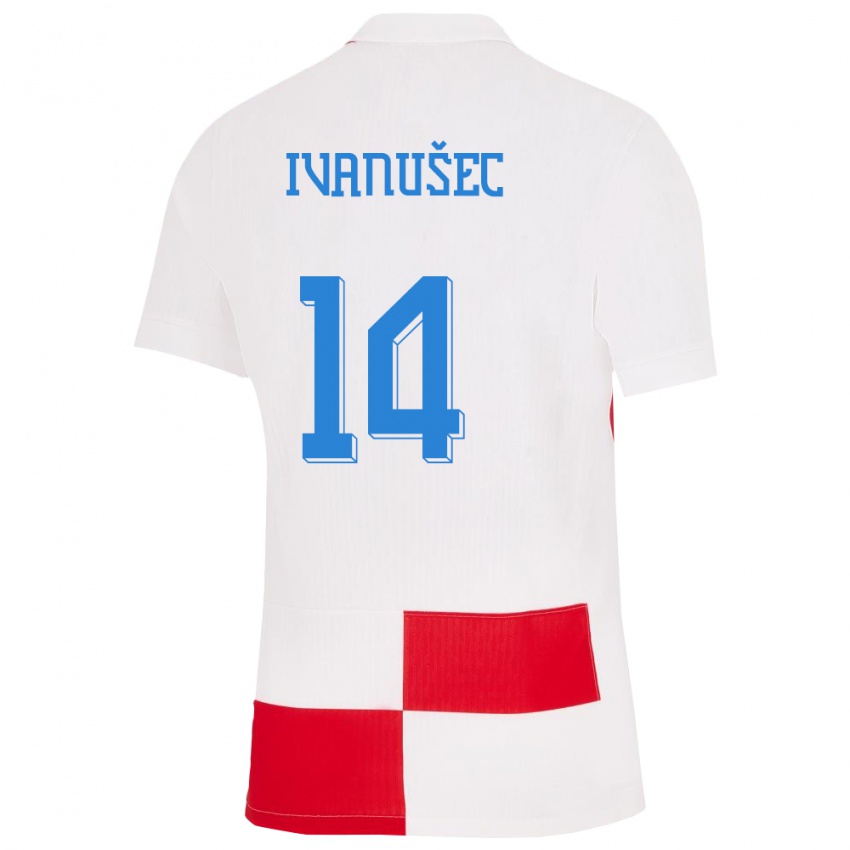 Kinder Kroatien Luka Ivanusec #14 Weiß Rot Heimtrikot Trikot 24-26 T-Shirt Schweiz