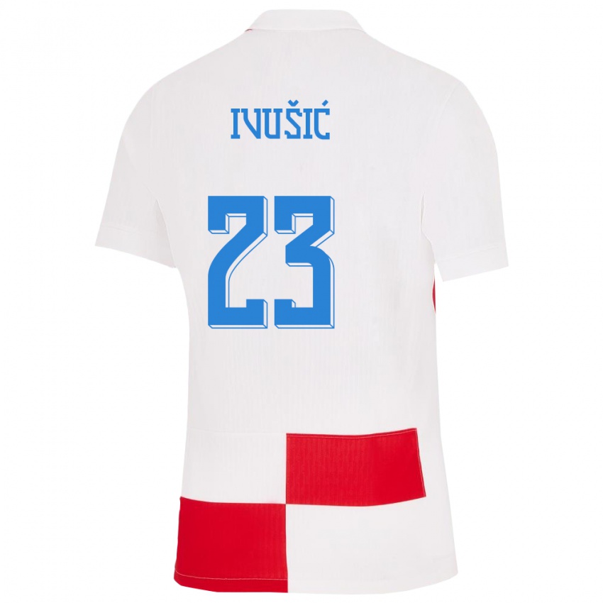 Kinder Kroatien Ivica Ivusic #23 Weiß Rot Heimtrikot Trikot 24-26 T-Shirt Schweiz
