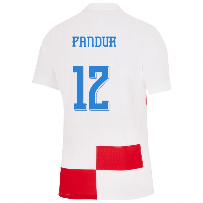 Kinder Kroatien Ivor Pandur #12 Weiß Rot Heimtrikot Trikot 24-26 T-Shirt Schweiz