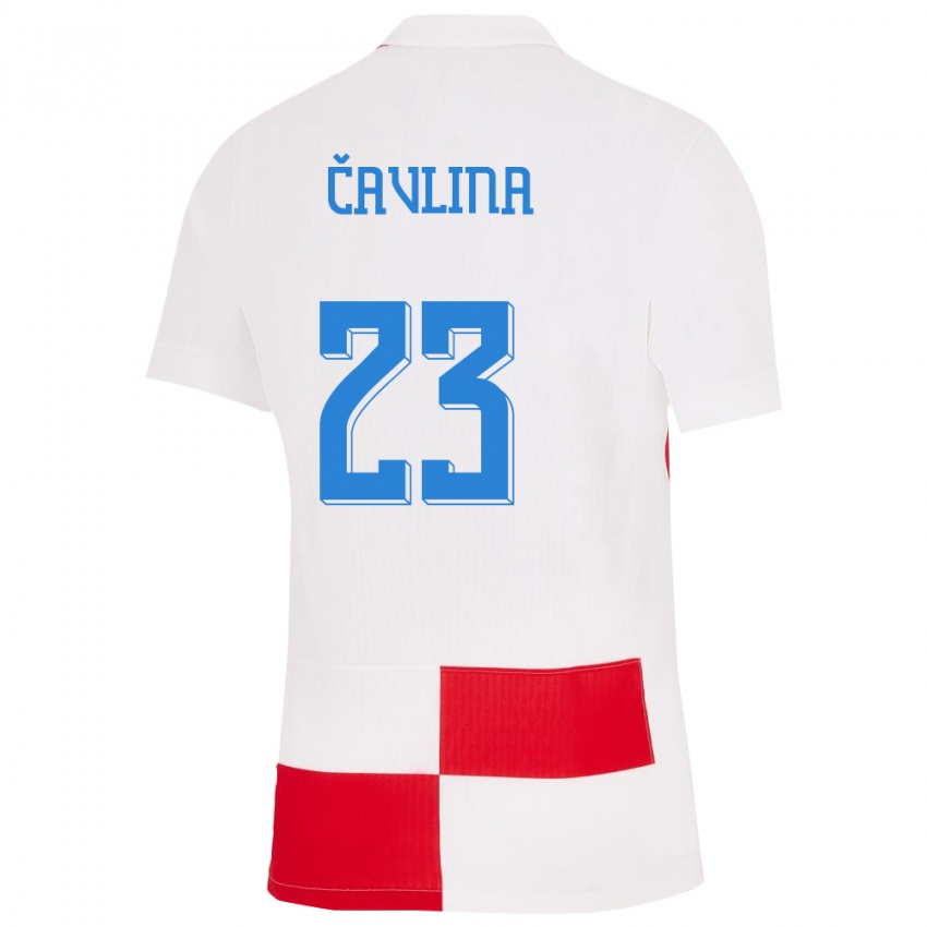 Kinder Kroatien Nikola Cavlina #23 Weiß Rot Heimtrikot Trikot 24-26 T-Shirt Schweiz