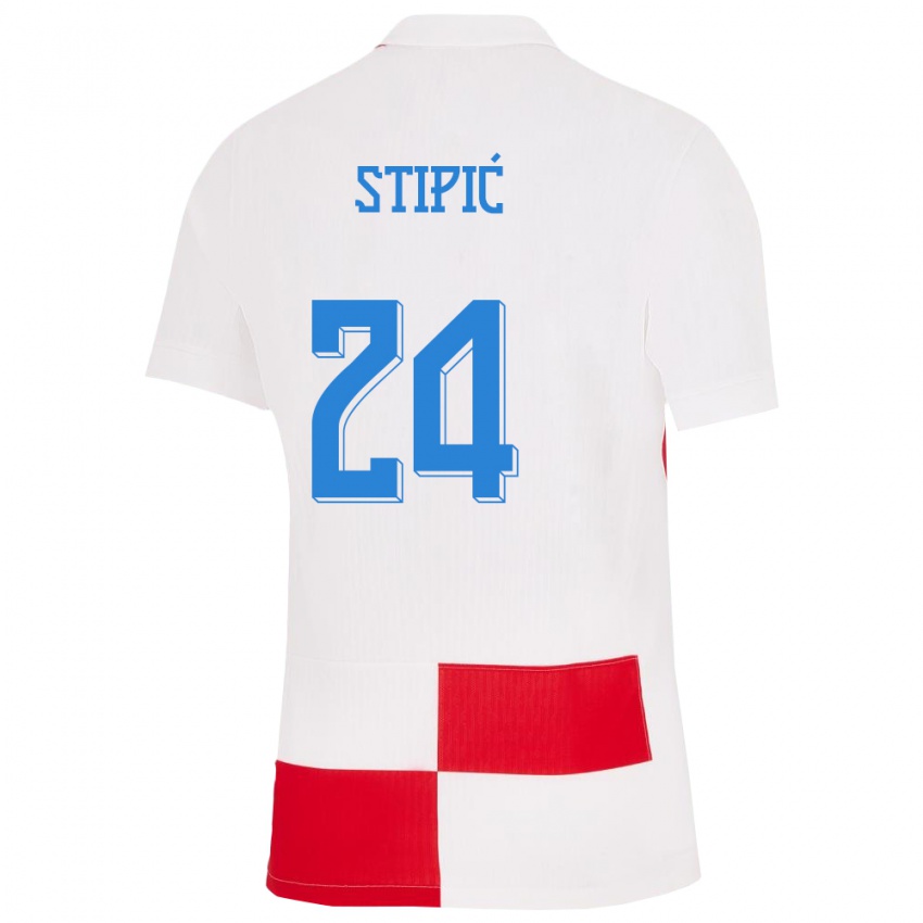 Kinder Kroatien Mihael Stipic #24 Weiß Rot Heimtrikot Trikot 24-26 T-Shirt Schweiz