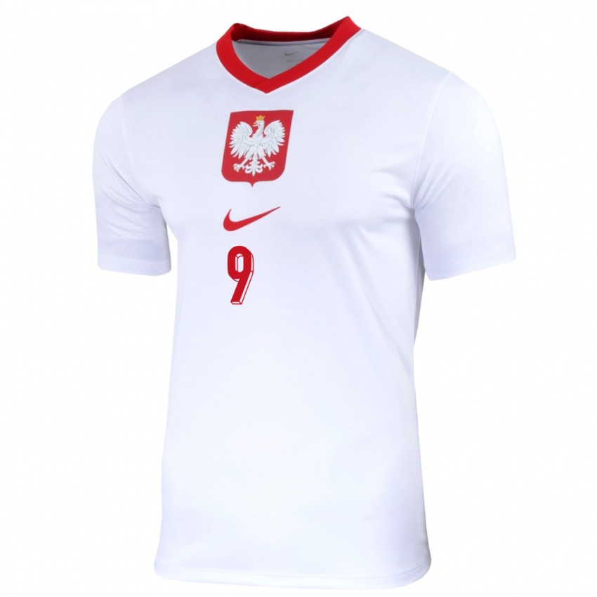 Enfant Maillot Pologne Daniel Mikolajewski #9 Blanc Tenues Domicile 24-26 T-Shirt Suisse