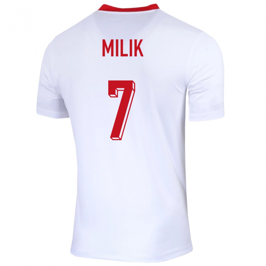 Enfant Maillot Pologne Arkadiusz Milik #7 Blanc Tenues Domicile 24-26 T-Shirt Suisse