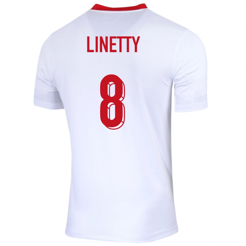 Enfant Maillot Pologne Karol Linetty #8 Blanc Tenues Domicile 24-26 T-Shirt Suisse