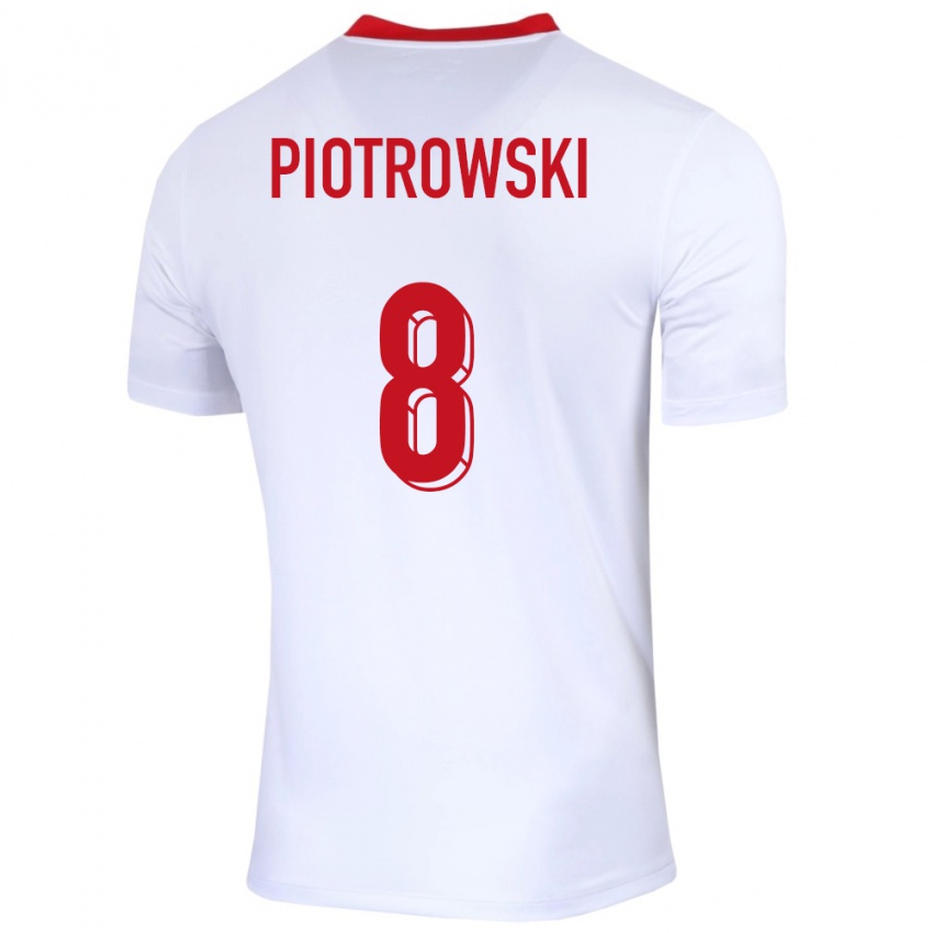 Enfant Maillot Pologne Jakub Piotrowski #8 Blanc Tenues Domicile 24-26 T-Shirt Suisse
