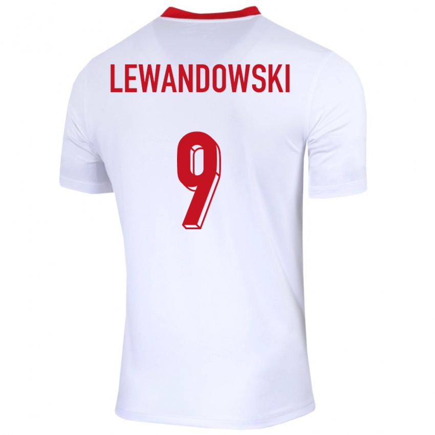Enfant Maillot Pologne Robert Lewandowski #9 Blanc Tenues Domicile 24-26 T-Shirt Suisse