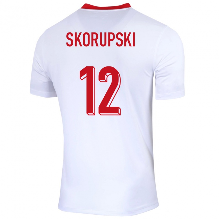 Enfant Maillot Pologne Lukasz Skorupski #12 Blanc Tenues Domicile 24-26 T-Shirt Suisse