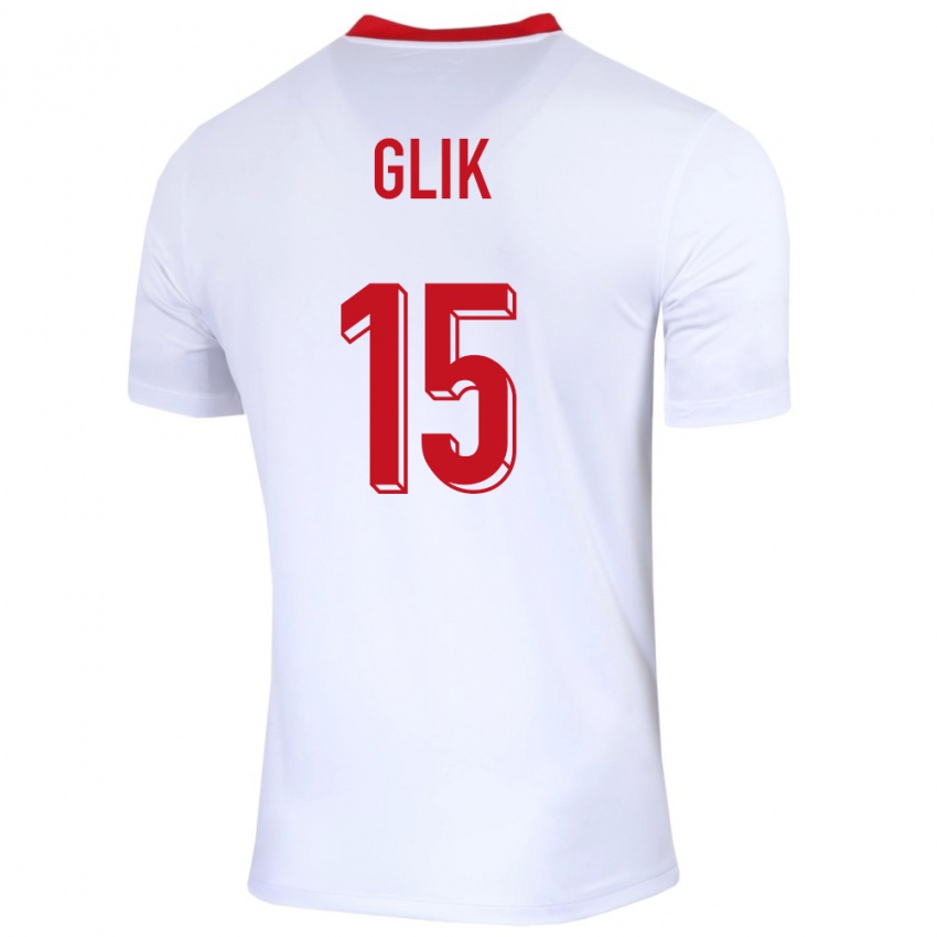 Enfant Maillot Pologne Kamil Glik #15 Blanc Tenues Domicile 24-26 T-Shirt Suisse