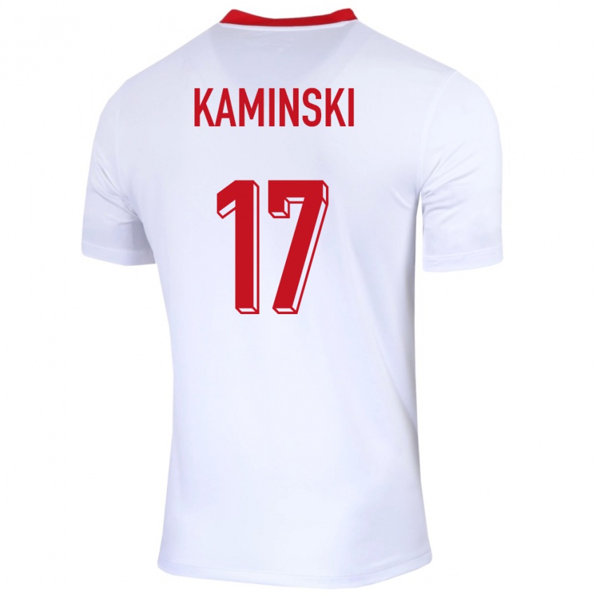 Enfant Maillot Pologne Jakub Kaminski #17 Blanc Tenues Domicile 24-26 T-Shirt Suisse