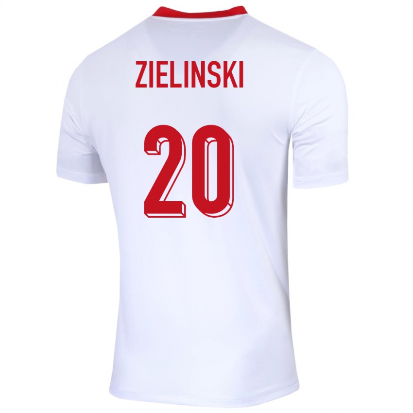 Enfant Maillot Pologne Piotr Zielinski #20 Blanc Tenues Domicile 24-26 T-Shirt Suisse