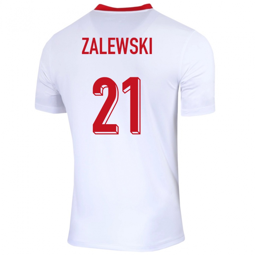 Enfant Maillot Pologne Nicola Zalewski #21 Blanc Tenues Domicile 24-26 T-Shirt Suisse