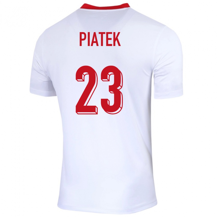 Enfant Maillot Pologne Krzysztof Piatek #23 Blanc Tenues Domicile 24-26 T-Shirt Suisse