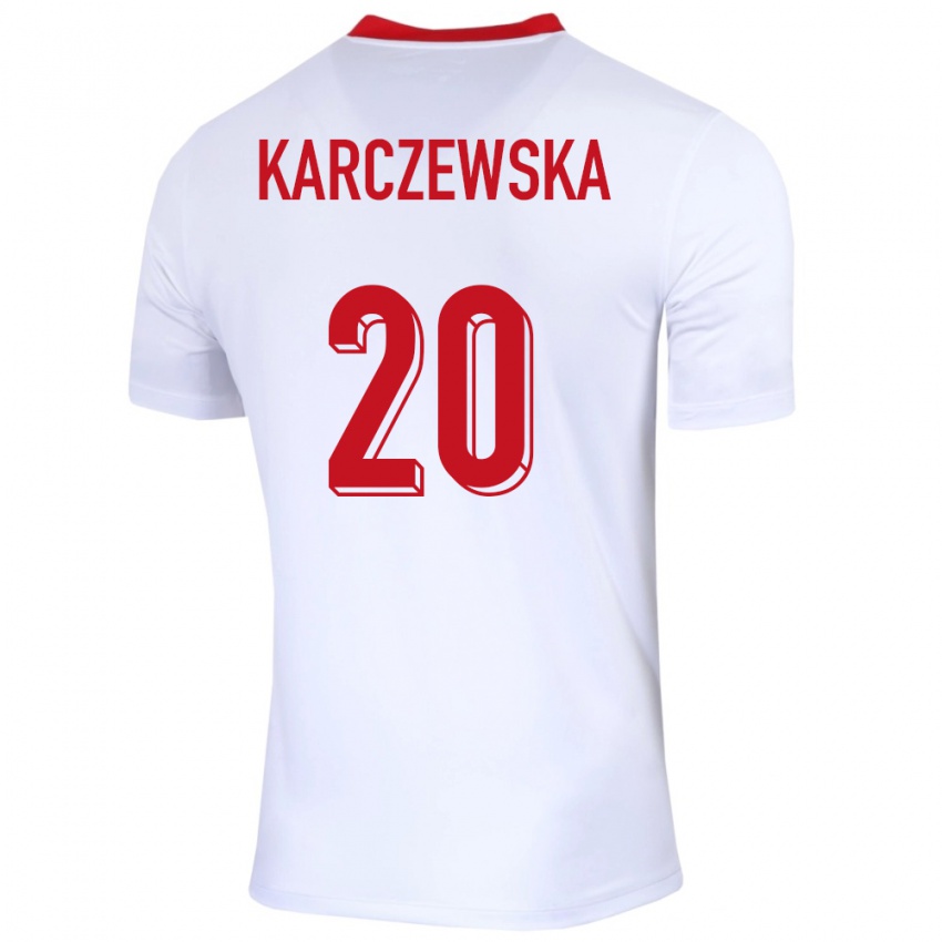 Enfant Maillot Pologne Nikola Karczewska #20 Blanc Tenues Domicile 24-26 T-Shirt Suisse