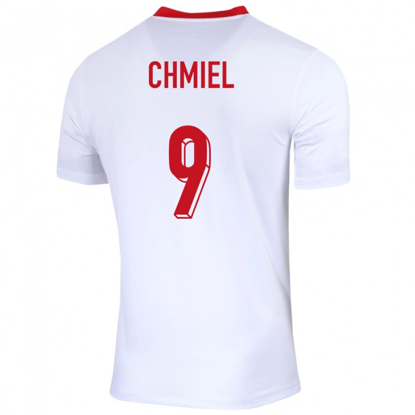 Enfant Maillot Pologne George Chmiel #9 Blanc Tenues Domicile 24-26 T-Shirt Suisse