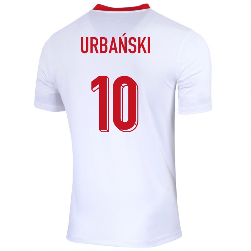 Enfant Maillot Pologne Kacper Urbanski #10 Blanc Tenues Domicile 24-26 T-Shirt Suisse