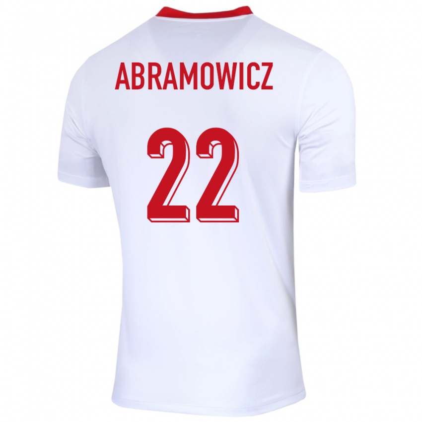 Enfant Maillot Pologne Slawomir Abramowicz #22 Blanc Tenues Domicile 24-26 T-Shirt Suisse