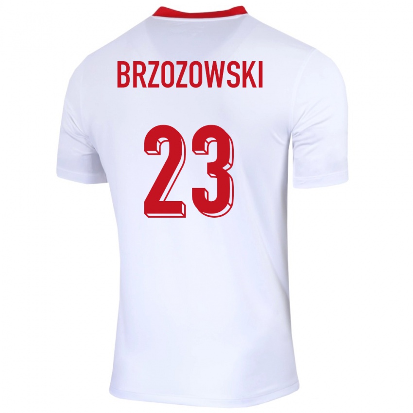 Enfant Maillot Pologne Milosz Brzozowski #23 Blanc Tenues Domicile 24-26 T-Shirt Suisse