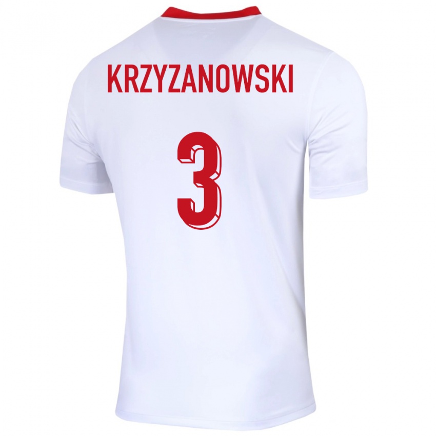 Enfant Maillot Pologne Jakub Krzyzanowski #3 Blanc Tenues Domicile 24-26 T-Shirt Suisse