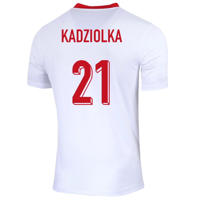 Enfant Maillot Pologne Szymon Kadziolka #21 Blanc Tenues Domicile 24-26 T-Shirt Suisse