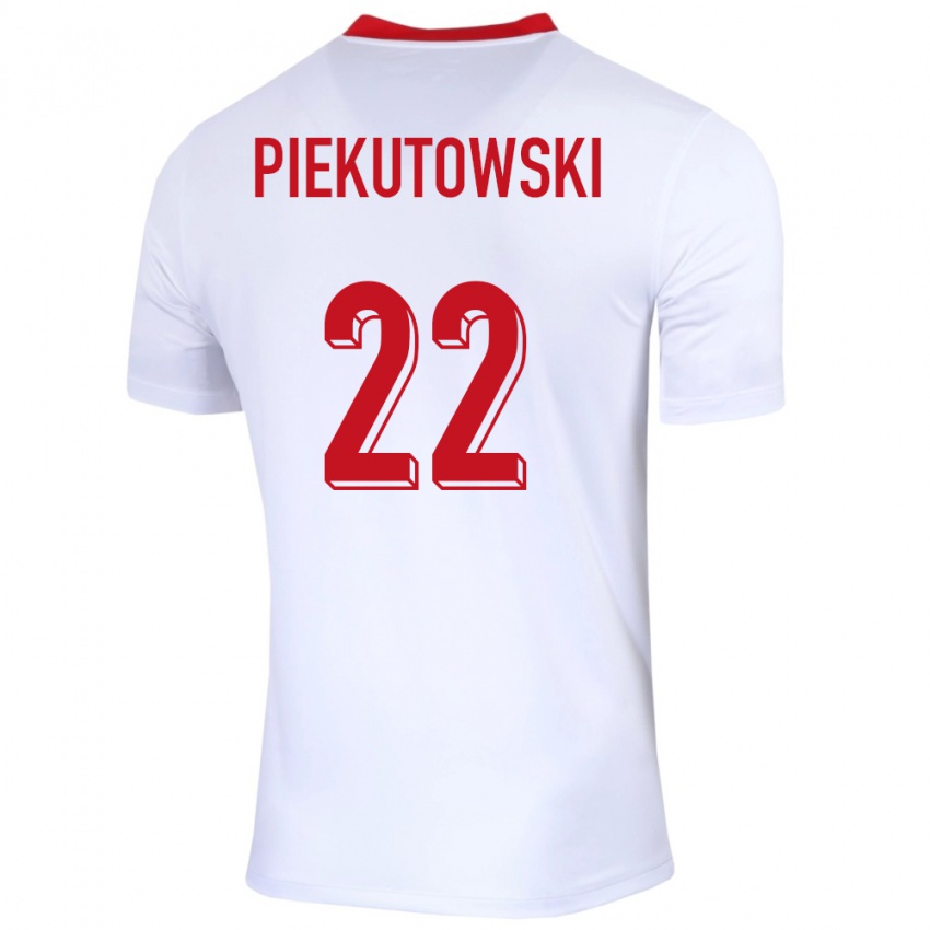 Enfant Maillot Pologne Milosz Piekutowski #22 Blanc Tenues Domicile 24-26 T-Shirt Suisse