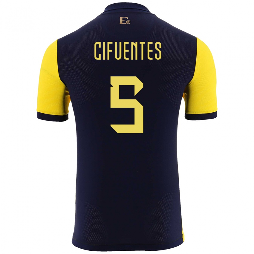 Enfant Maillot Équateur Jose Cifuentes #5 Jaune Tenues Domicile 24-26 T-Shirt Suisse