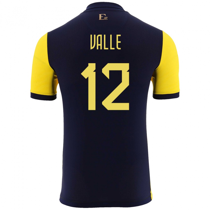 Enfant Maillot Équateur Gonzalo Valle #12 Jaune Tenues Domicile 24-26 T-Shirt Suisse