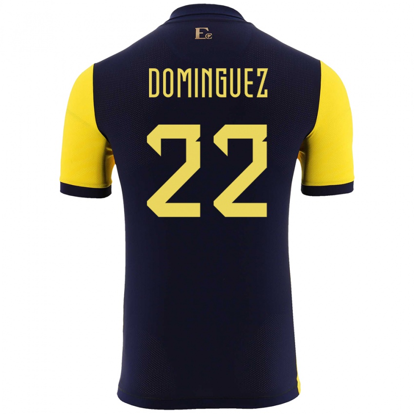 Enfant Maillot Équateur Alexander Dominguez #22 Jaune Tenues Domicile 24-26 T-Shirt Suisse