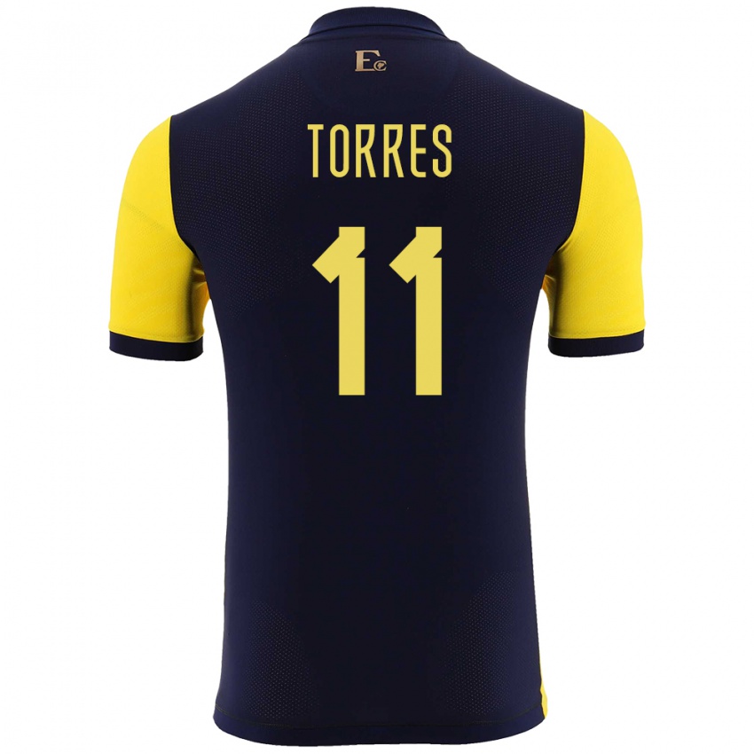 Enfant Maillot Équateur Ambar Torres #11 Jaune Tenues Domicile 24-26 T-Shirt Suisse