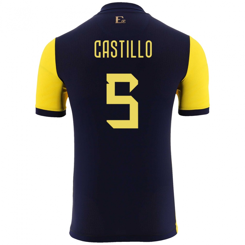 Enfant Maillot Équateur Denil Castillo #5 Jaune Tenues Domicile 24-26 T-Shirt Suisse