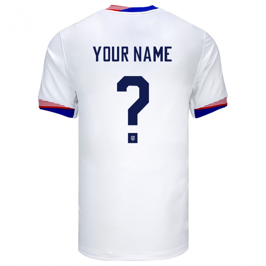 Kinder Vereinigte Staaten Ihren Namen #0 Weiß Heimtrikot Trikot 24-26 T-Shirt Schweiz