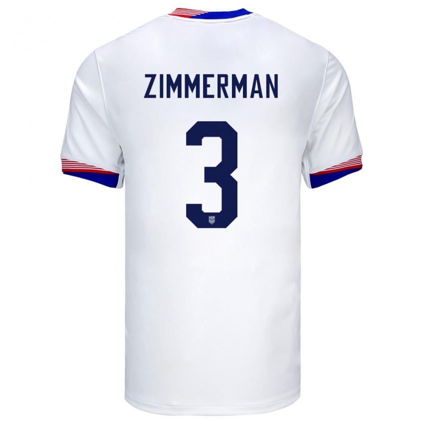 Enfant Maillot États-Unis Walker Zimmerman #3 Blanc Tenues Domicile 24-26 T-Shirt Suisse