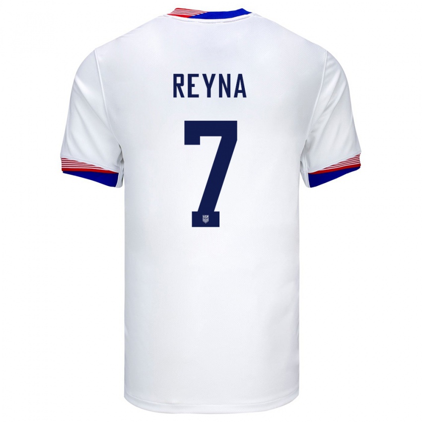 Enfant Maillot États-Unis Giovanni Reyna #7 Blanc Tenues Domicile 24-26 T-Shirt Suisse