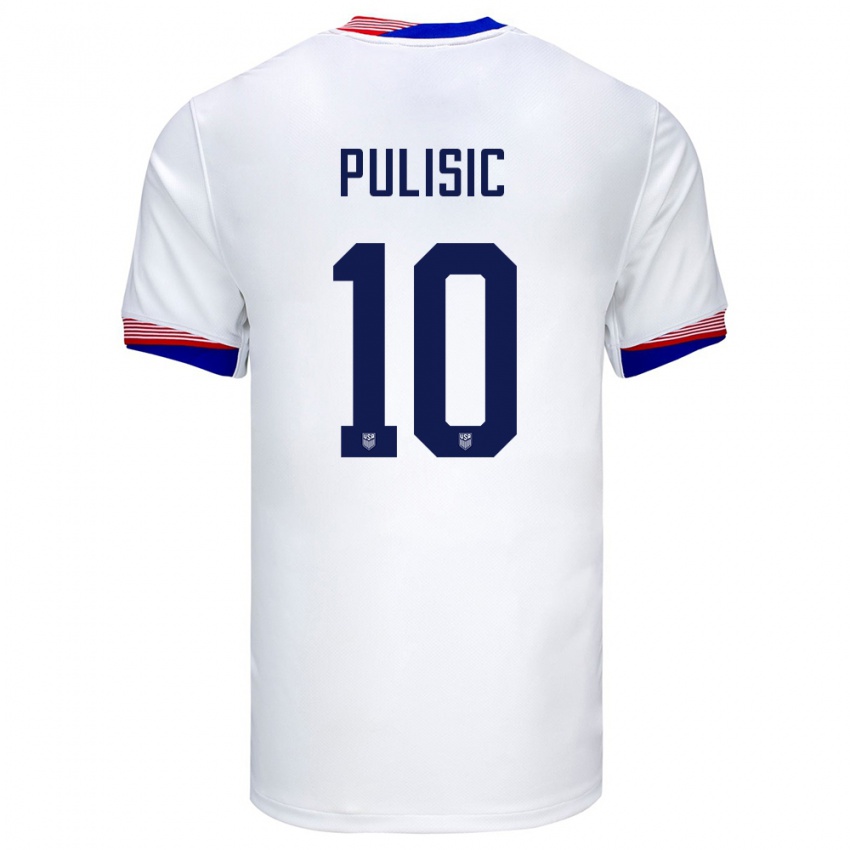 Kinder Vereinigte Staaten Christian Pulisic #10 Weiß Heimtrikot Trikot 24-26 T-Shirt Schweiz
