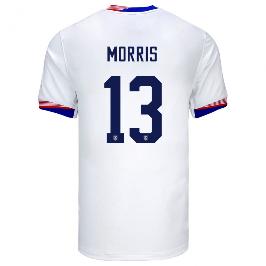 Enfant Maillot États-Unis Jordan Morris #13 Blanc Tenues Domicile 24-26 T-Shirt Suisse