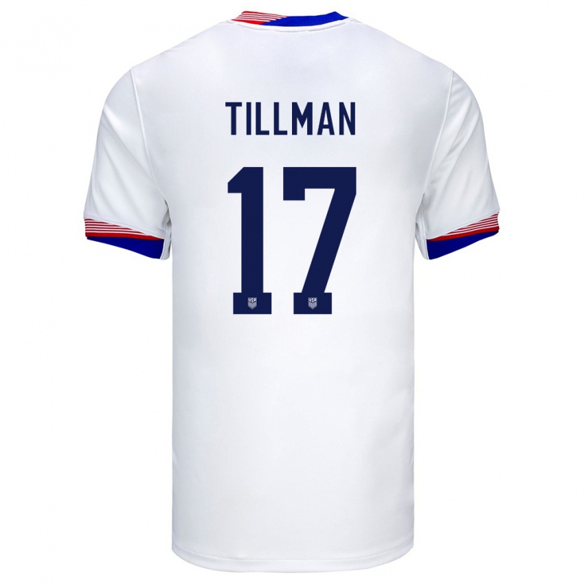 Enfant Maillot États-Unis Malik Tillman #17 Blanc Tenues Domicile 24-26 T-Shirt Suisse