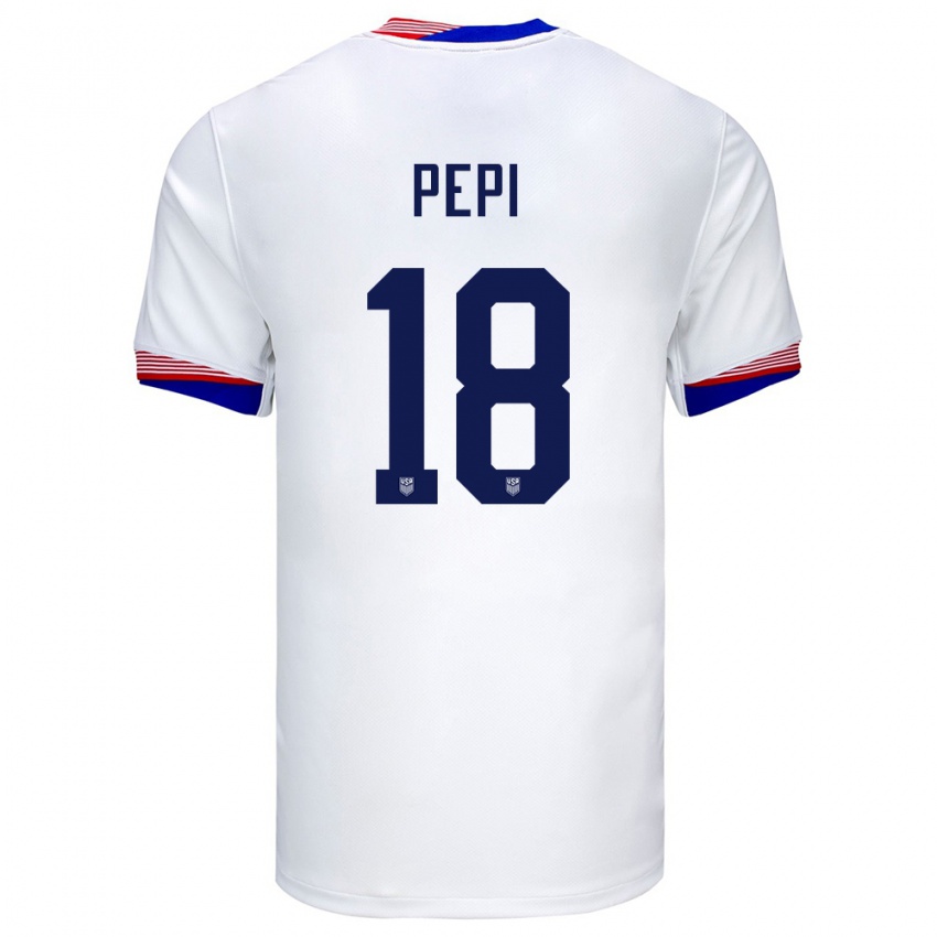 Kinder Vereinigte Staaten Ricardo Pepi #18 Weiß Heimtrikot Trikot 24-26 T-Shirt Schweiz