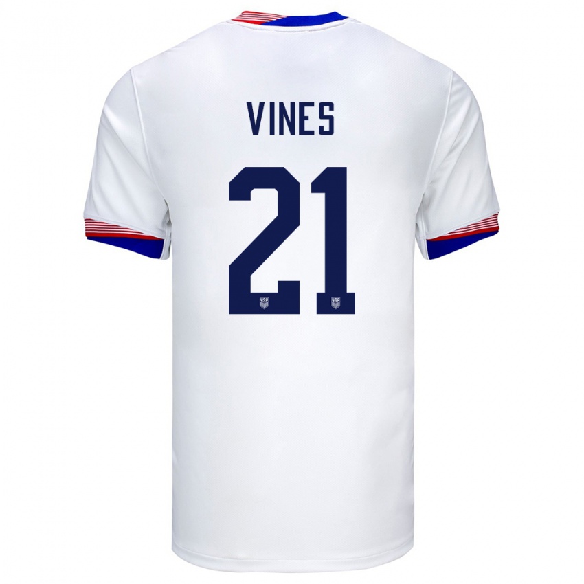 Kinder Vereinigte Staaten Sam Vines #21 Weiß Heimtrikot Trikot 24-26 T-Shirt Schweiz