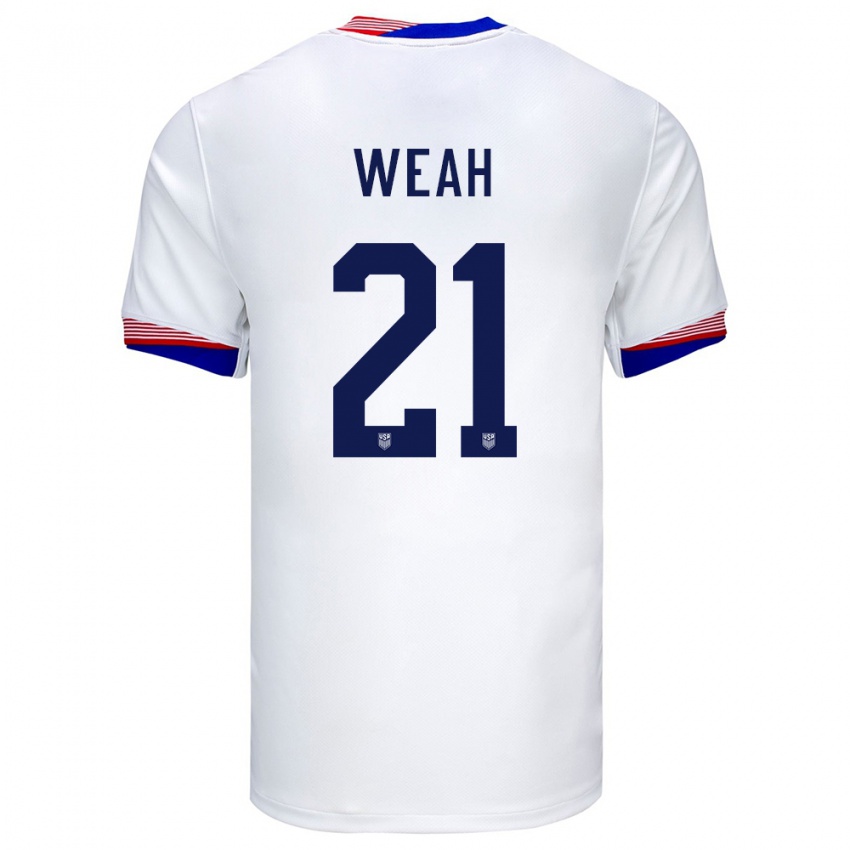 Enfant Maillot États-Unis Timothy Weah #21 Blanc Tenues Domicile 24-26 T-Shirt Suisse