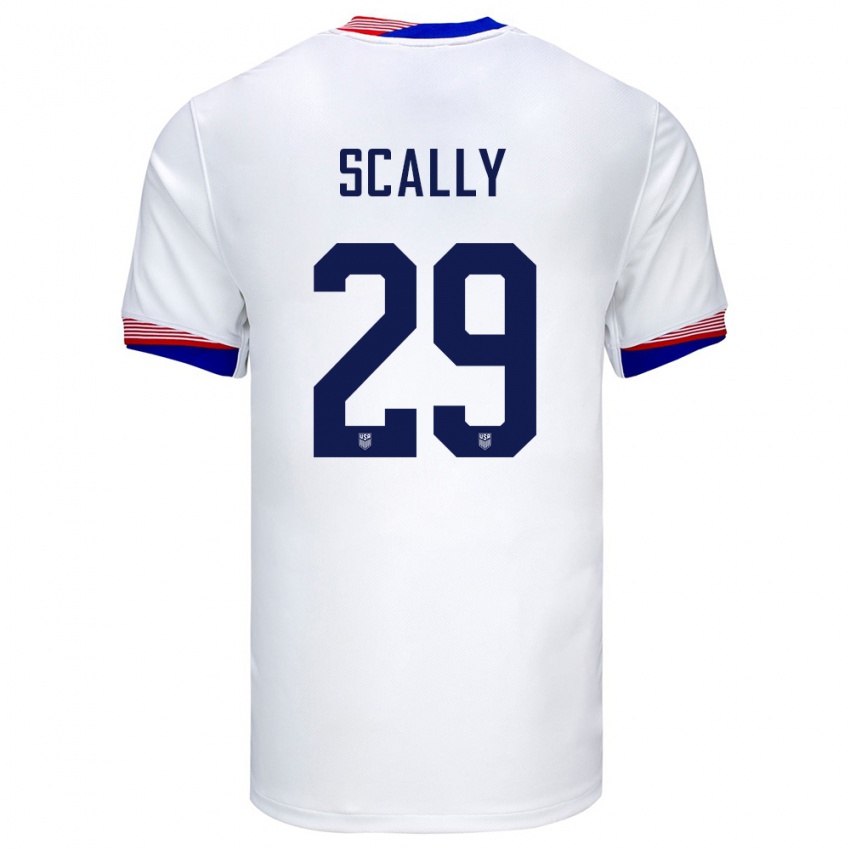 Enfant Maillot États-Unis Joseph Scally #29 Blanc Tenues Domicile 24-26 T-Shirt Suisse