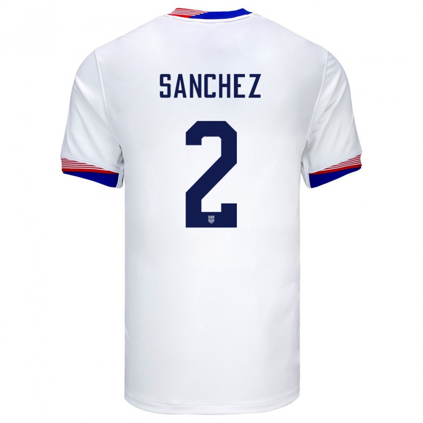 Enfant Maillot États-Unis Ashley Sanchez #2 Blanc Tenues Domicile 24-26 T-Shirt Suisse