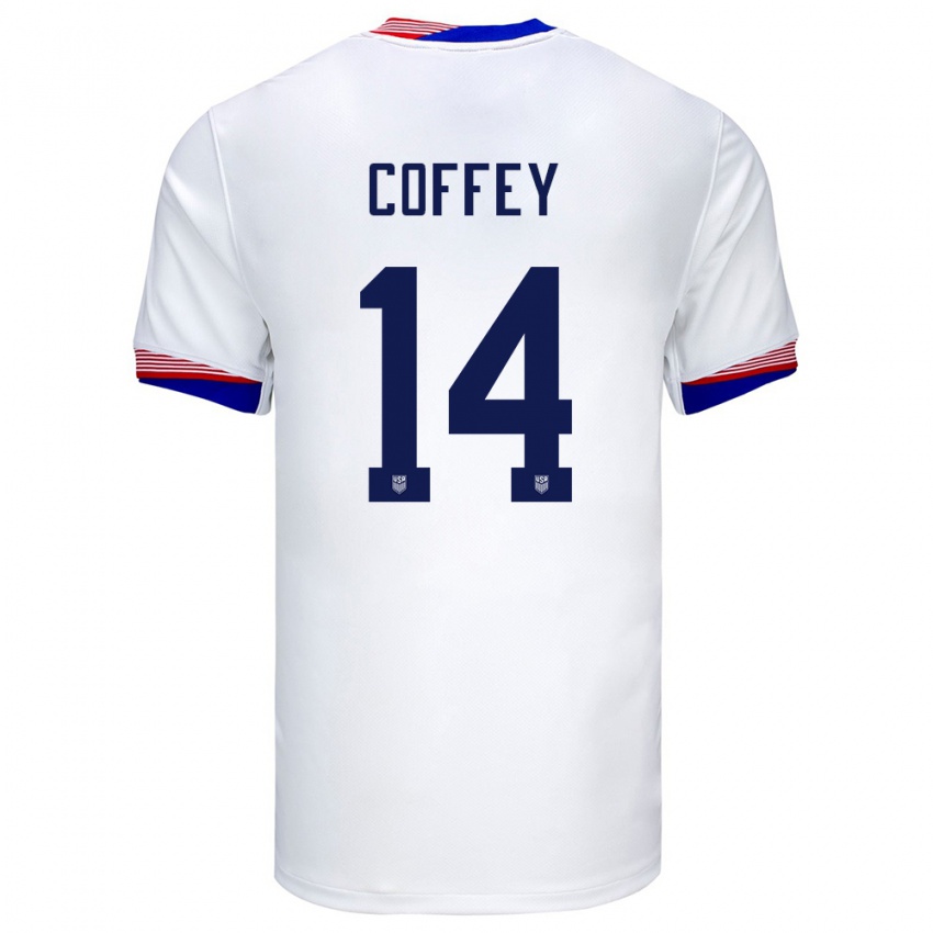 Enfant Maillot États-Unis Sam Coffey #14 Blanc Tenues Domicile 24-26 T-Shirt Suisse