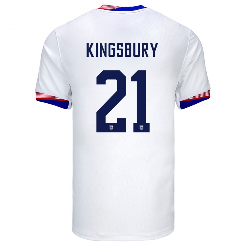 Enfant Maillot États-Unis Aubrey Kingsbury #21 Blanc Tenues Domicile 24-26 T-Shirt Suisse