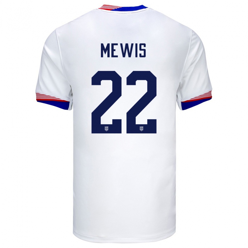 Enfant Maillot États-Unis Kristie Mewis #22 Blanc Tenues Domicile 24-26 T-Shirt Suisse