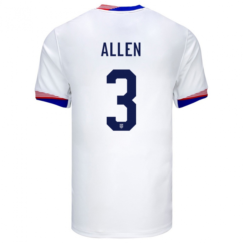 Kinder Vereinigte Staaten Noah Allen #3 Weiß Heimtrikot Trikot 24-26 T-Shirt Schweiz