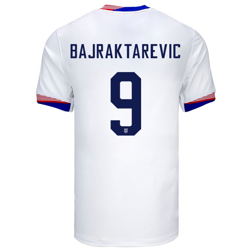 Enfant Maillot États-Unis Esmir Bajraktarevic #9 Blanc Tenues Domicile 24-26 T-Shirt Suisse
