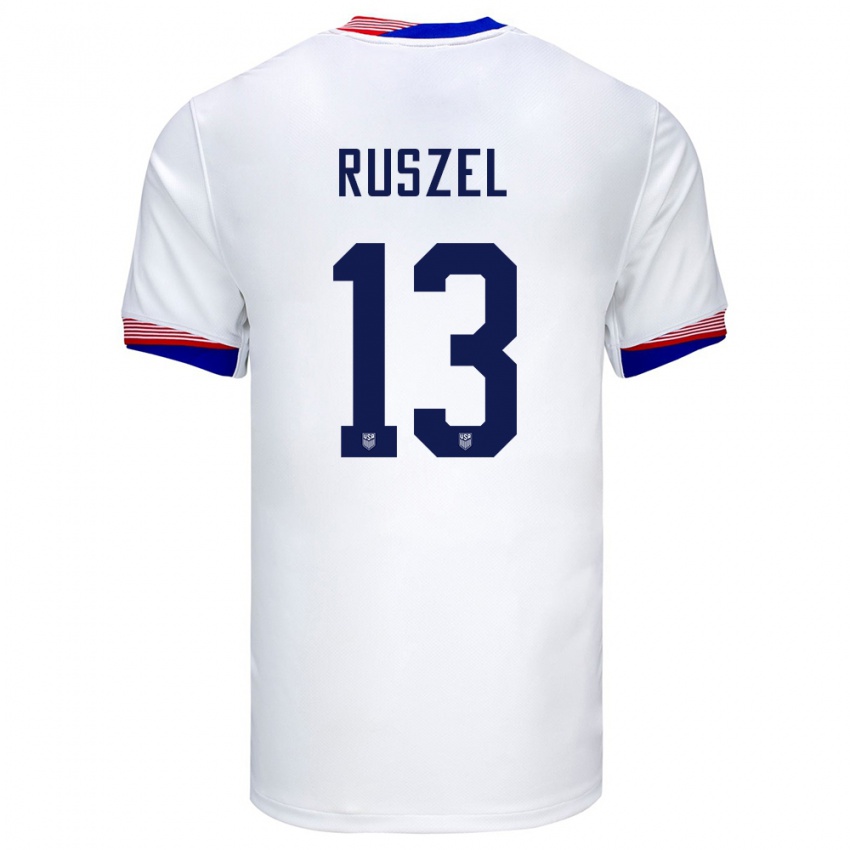 Kinder Vereinigte Staaten Marcel Ruszel #13 Weiß Heimtrikot Trikot 24-26 T-Shirt Schweiz